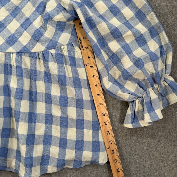 Entro Blue and White Checkered Blouse - Picture 5 of 10